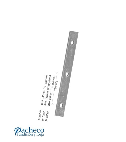 Pletina Troquelada de Forja de 40x8 mm - Agujeros Redondos de 14-16-20 mm