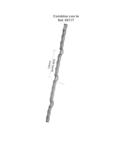 Pletina de Hierro Forjado Perforada para Ensamblaje Cuadrado 14 mm
