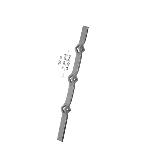 Pletina Troquelado de Forja de 40x8mm - 14 Agujeros Rombo 16 mm