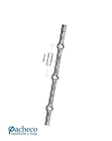 Barras Perforadas Labradas de Forja Cuadrado 16mm - 13 Agujeros Rombo 16 mm