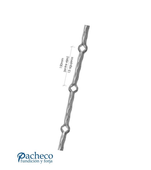 Barras Perforadas Labradas de Forja Cuadrado 16mm - 13 Agujeros Rombo 16 mm