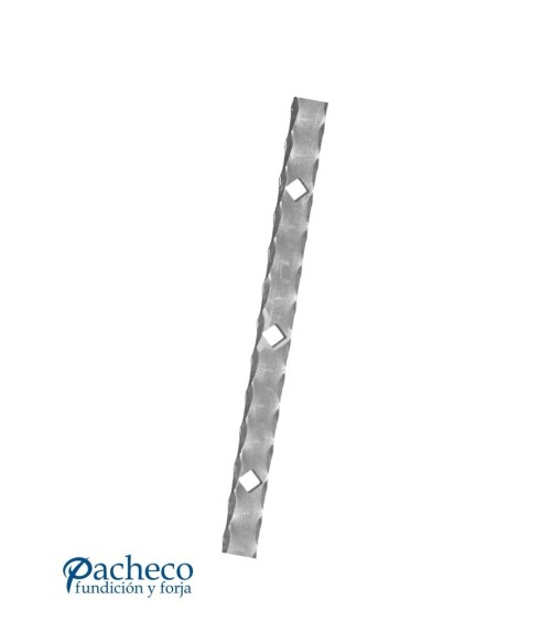 Pletina Labrada de Forja de 40x8 mm - 15 Agujeros Rombo 16 mm
