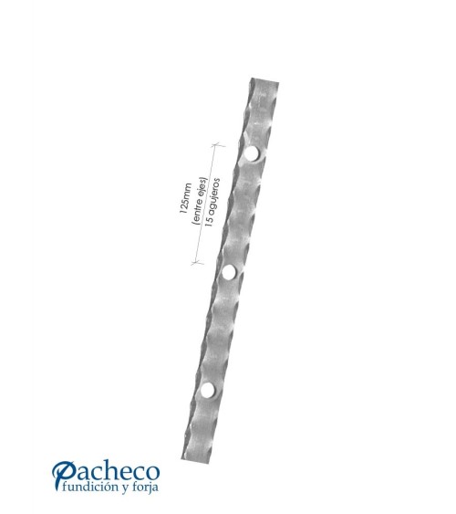 Pletina Labrada de Forja de 40x8 mm - 15 Agujeros Redondo 16 mm