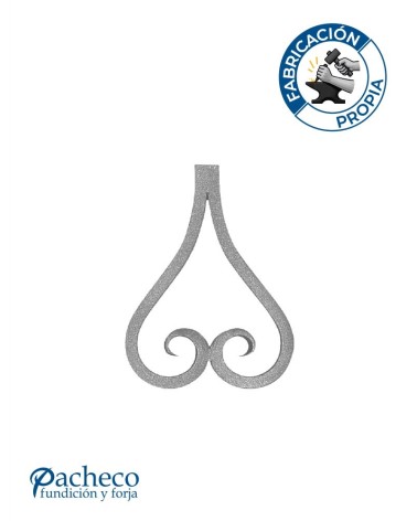 Pieza Central de Forja Corazón Cuadrado 16-20 mm