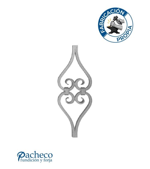 Pieza Central de Forja Doble Corazón Cuadrado 16-20 mm