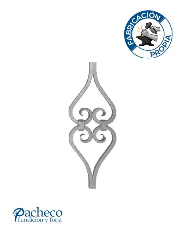 Pieza Central de Forja Doble Corazón Cuadrado 16-20 mm