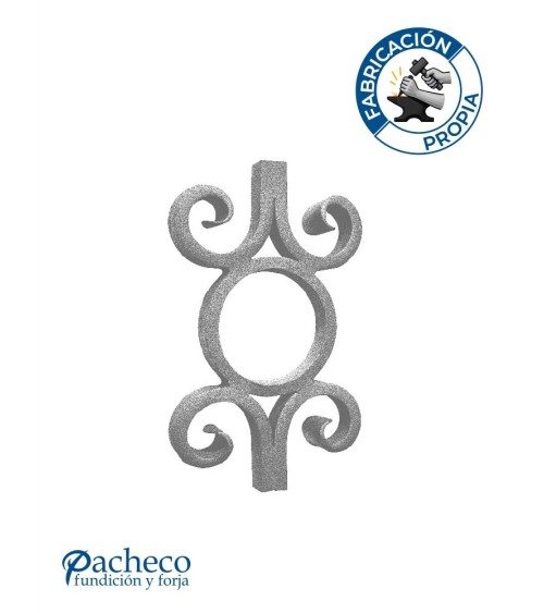 Pieza Central de Forja con Aro Central y Volutas Cuadrado 16-20 mm