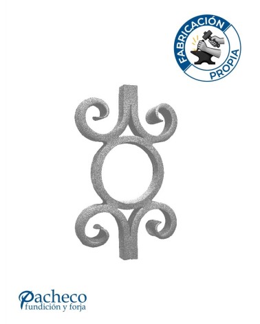 Pieza Central de Forja con Aro Central y Volutas Cuadrado 16-20 mm