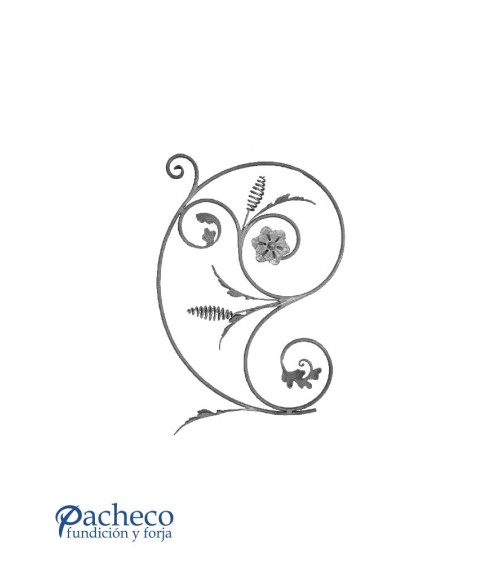 Panel de Forja con Volutas Florales Redondo 12 mm