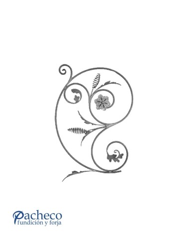 Panel de Forja con Volutas Florales Redondo 12 mm