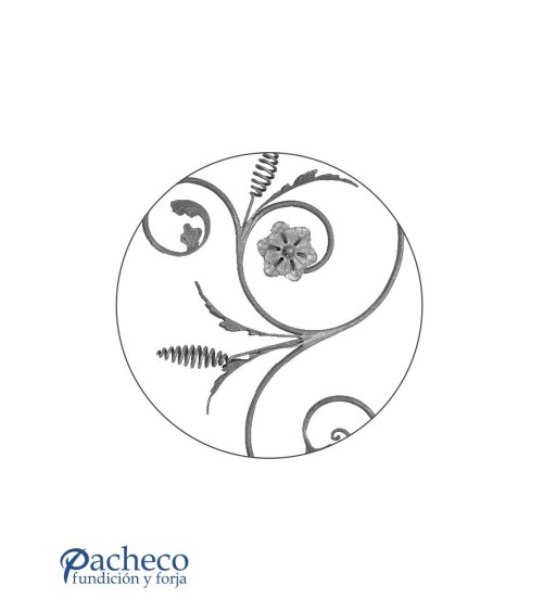 Panel de Forja con Volutas Florales Redondo 12 mm