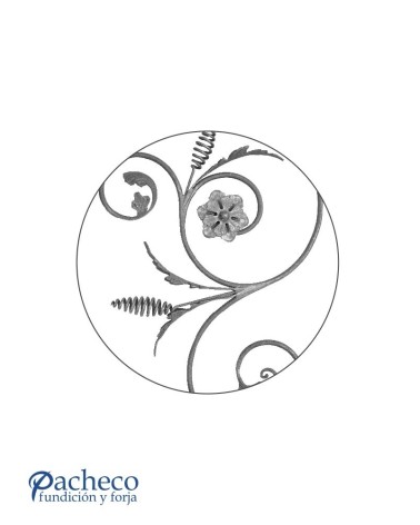 Panel de Forja con Volutas Florales Redondo 12 mm