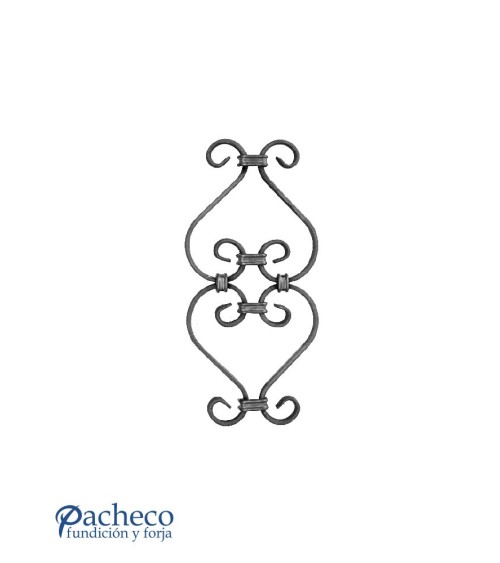 Pieza Central de Forja Composición de Piezas de Forja Doble Corazón Pletina 12x6 mm