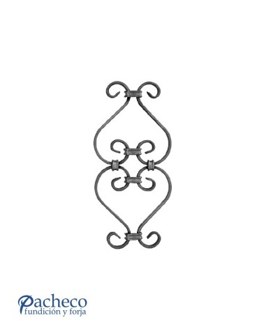 Pieza Central de Forja Composición de Piezas de Forja Doble Corazón Pletina 12x6 mm