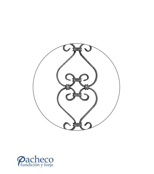 Pieza Central de Forja Composición de Piezas de Forja Doble Corazón Pletina 12x6 mm