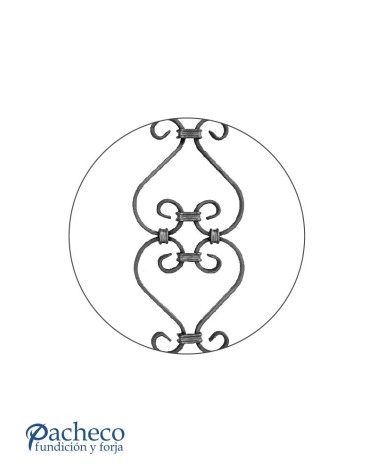Pieza Central de Forja Composición de Piezas de Forja Doble Corazón Pletina 12x6 mm