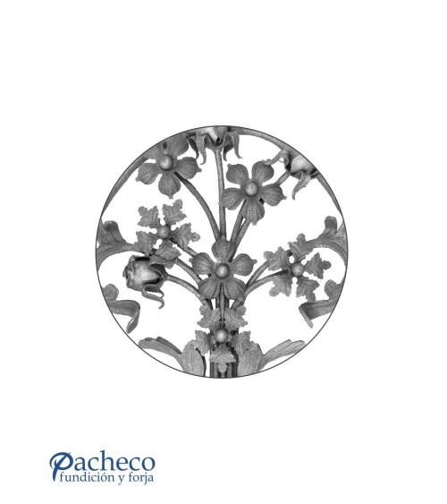 Panel de Forja Floral con Aro Redondo 14 mm