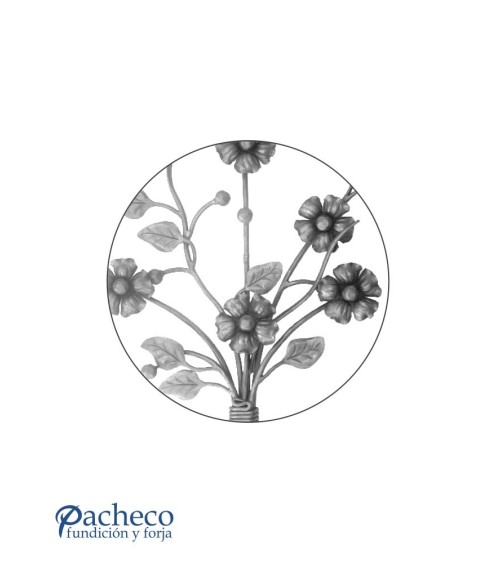 Panel de Forja Ramo de Flores y Hojas de Forja Redondo 8 mm