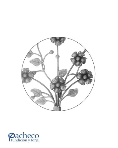 Panel de Forja Ramo de Flores y Hojas de Forja Redondo 8 mm