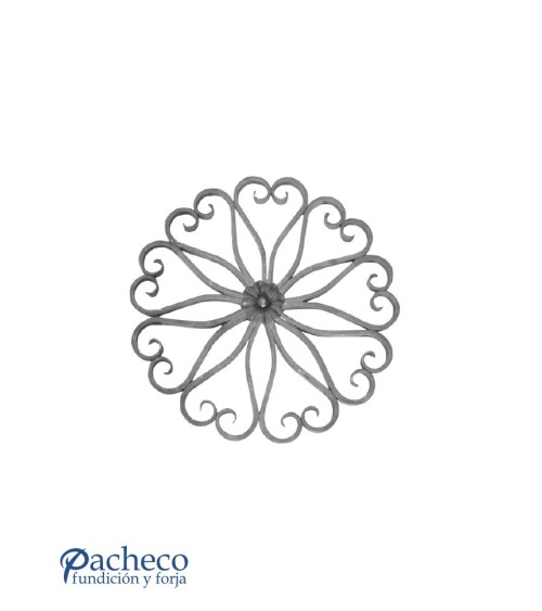 Panel de Forja con Corazones de Forja y Roseta Central Pletina 16x8 mm