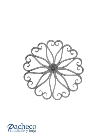 Panel de Forja con Corazones de Forja y Roseta Central Pletina 16x8 mm
