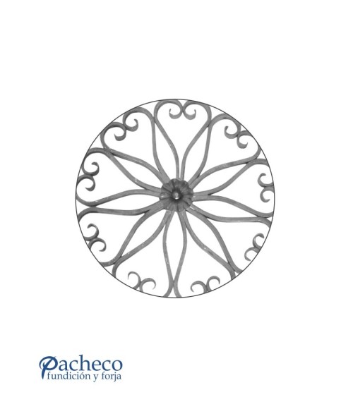 Panel de Forja con Corazones de Forja y Roseta Central Pletina 16x8 mm