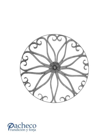 Panel de Forja con Corazones de Forja y Roseta Central Pletina 16x8 mm