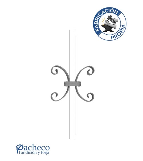 Pieza Central de Forja con Adorno de Hoja Pletina 16x3-20x3 mm