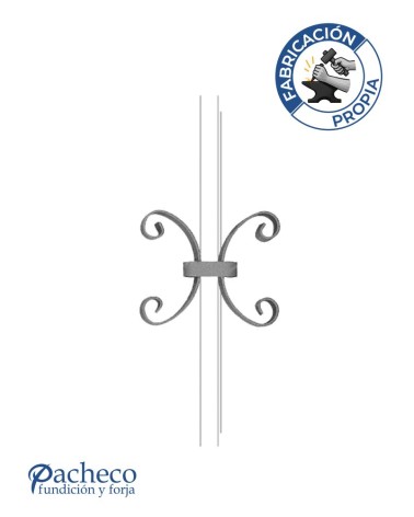 Pieza Central de Forja con Adorno de Hoja Pletina 16x3-20x3 mm