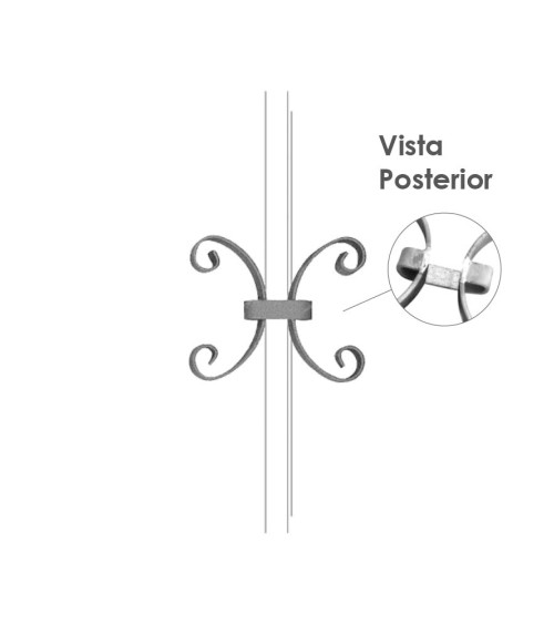 Pieza Central de Forja con Adorno de Hoja Pletina 16x3-20x3 mm