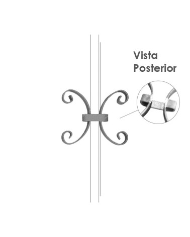 Pieza Central de Forja con Adorno de Hoja Pletina 16x3-20x3 mm