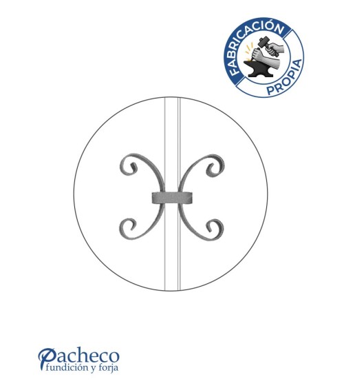 Pieza Central de Forja con Adorno de Hoja Pletina 16x3-20x3 mm