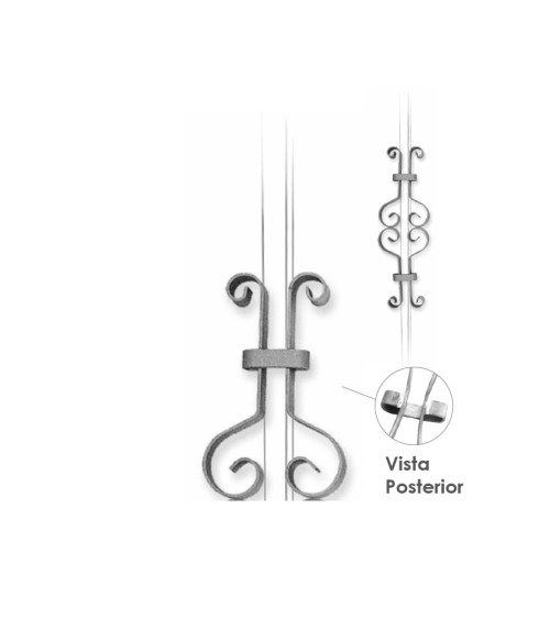Pieza Central de Hierro Forjado Doble Pletina 16x3-20x3 mm