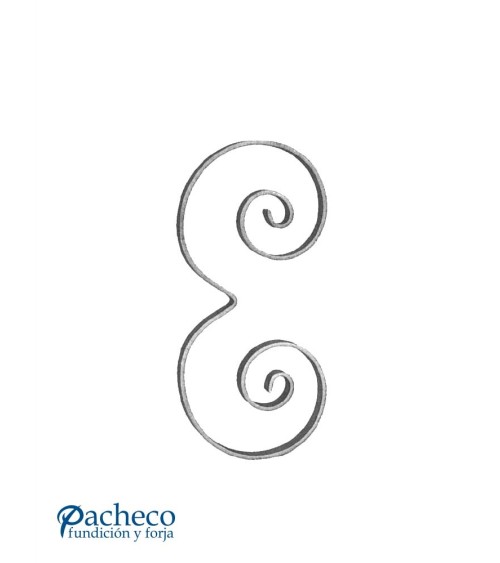 Voluta de Forja forma de E con Pletina 16x4 mm