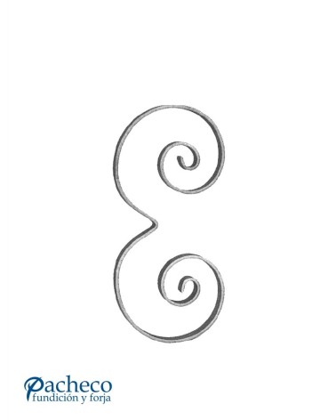 Voluta de Forja forma de E con Pletina 16x4 mm