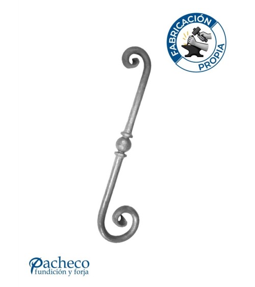 Ese de Forja Para Mesa o Arranque de Escalera con Bola Central Redondo 25 mm