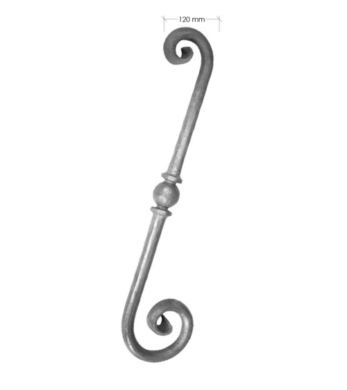 Ese de Forja Para Mesa o Arranque de Escalera con Bola Central Redondo 25 mm