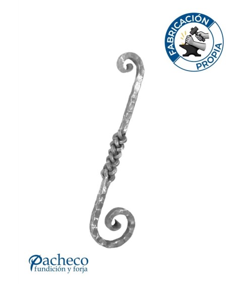 Ese de Forja Para Mesa o Arranque de Escalera con Trenzado Central Cuadrado 25 mm