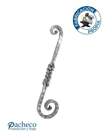 Ese de Forja Para Mesa o Arranque de Escalera con Trenzado Central Cuadrado 25 mm