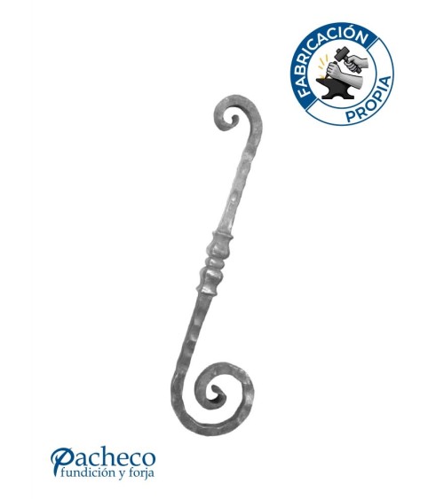 Ese de Forja Para Mesa o Arranque de Escalera con Macolla Central Cuadrado 25 mm