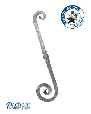 Ese de Forja Para Mesa o Arranque de Escalera Machado con Macolla Central Cuadrado 25 mm