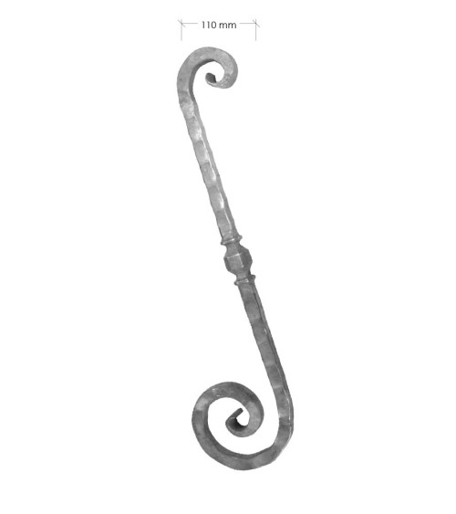 Ese de Forja Para Mesa o Arranque de Escalera Machado con Macolla Central Cuadrado 25 mm