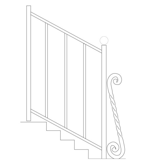 Ese de Forja Para Mesa o Arranque de Escalera con Cuerpo Entorchado Redondo 25 mm