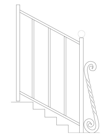 Ese de Forja Para Mesa o Arranque de Escalera con Cuerpo Entorchado Redondo 25 mm