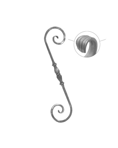 Ese Forjada Martilleada con Macolla Central con Cola de Pez Redondo 14 mm