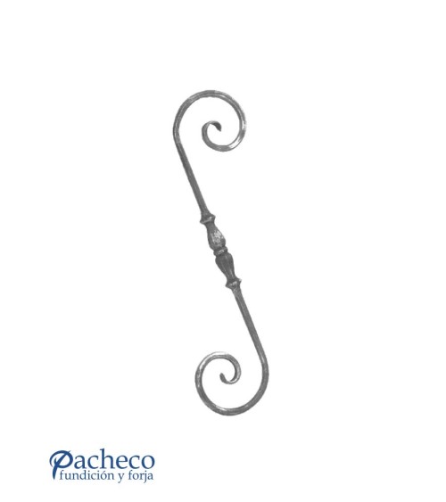 Ese Forjada Martilleada con Macolla Central con Cola de Pez Redondo 14 mm