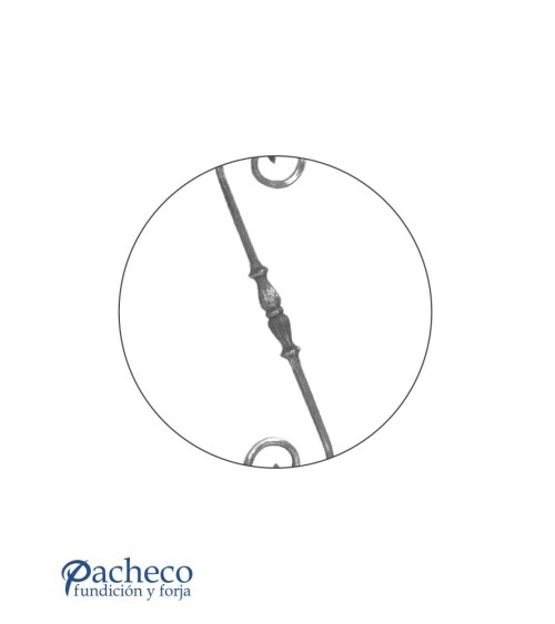 Ese Forjada Martilleada con Macolla Central con Cola de Pez Redondo 14 mm