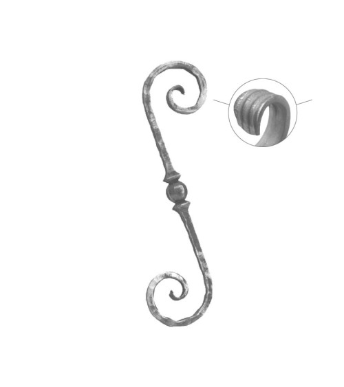 Ese Forjada Machada con Cola dePez y Bola Central Cuadrado 14 mm