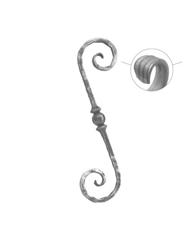 Ese Forjada Machada con Cola dePez y Bola Central Cuadrado 14 mm