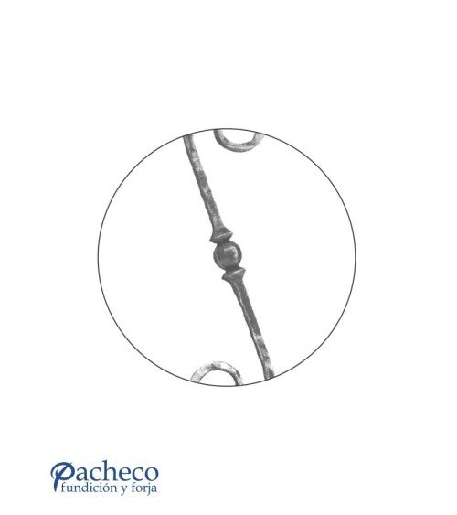 Ese Forjada Machada con Cola dePez y Bola Central Cuadrado 14 mm